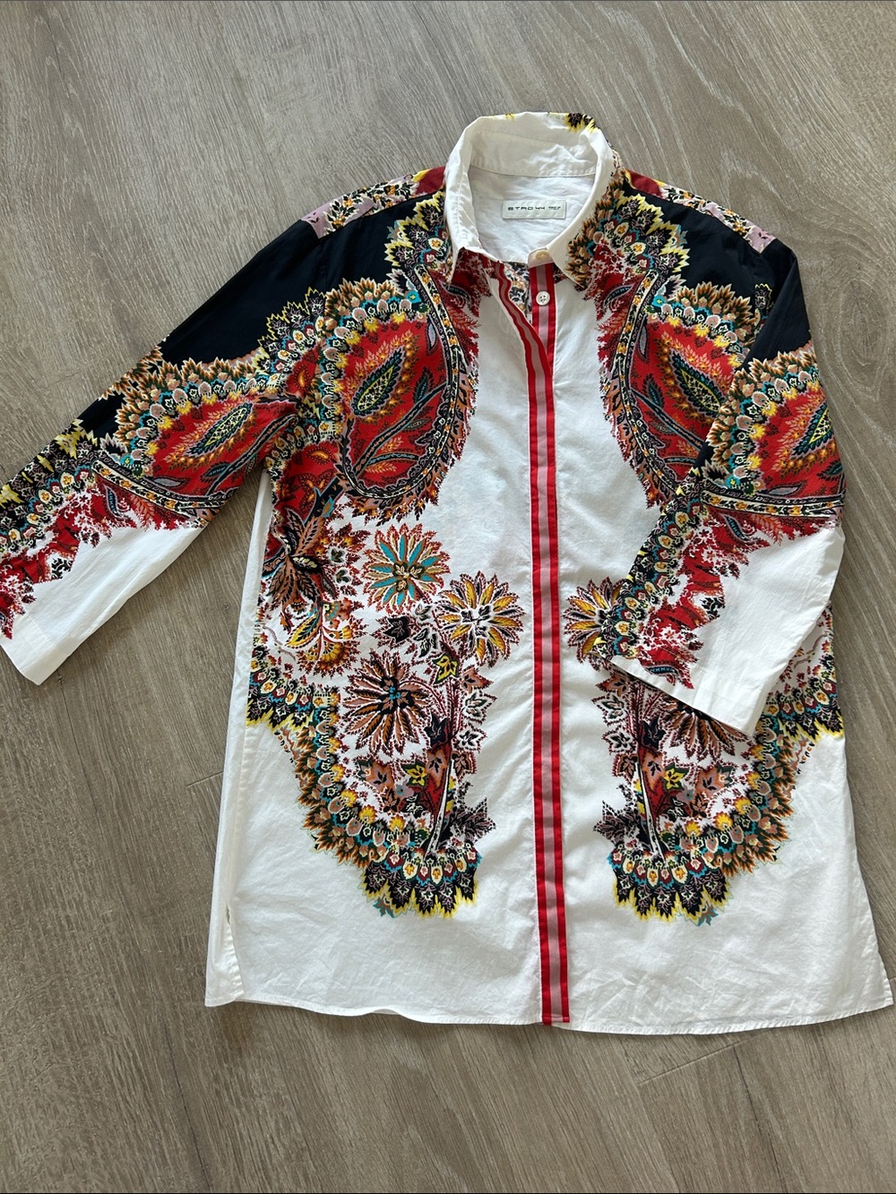 Etro White Multicolor Paisley-Print Button-Down Shirt